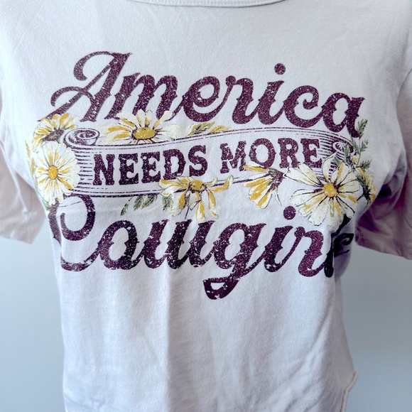 Altar’d State Small Cream “America Needs More Cowgirls” Graphic Tee Crop Top - Picture 2 of 3